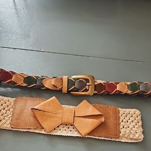 St. John‎ Bay Multicolor Braided Belt with Brass Buckle Small & Stretch Bow Belt